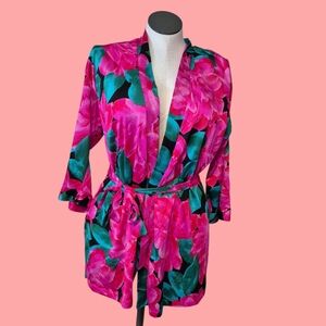 Vintage Pink Floral Loungwear Robe L